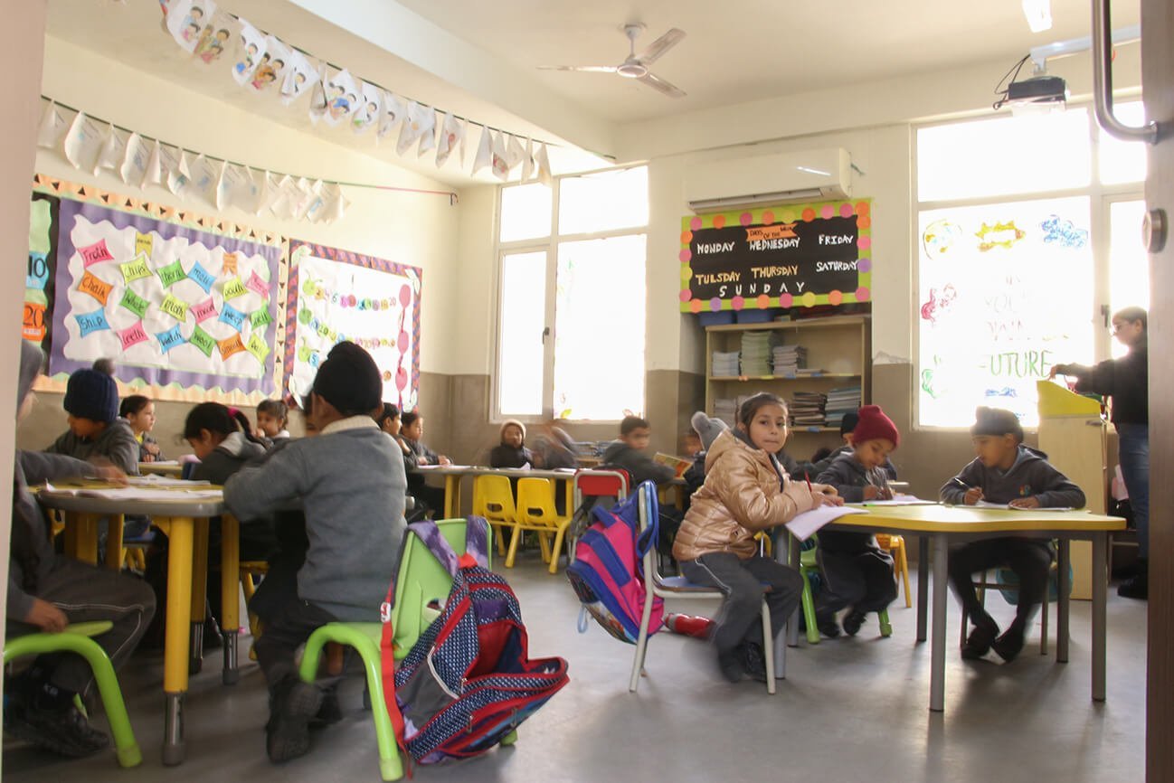 A primary classroom during an activity