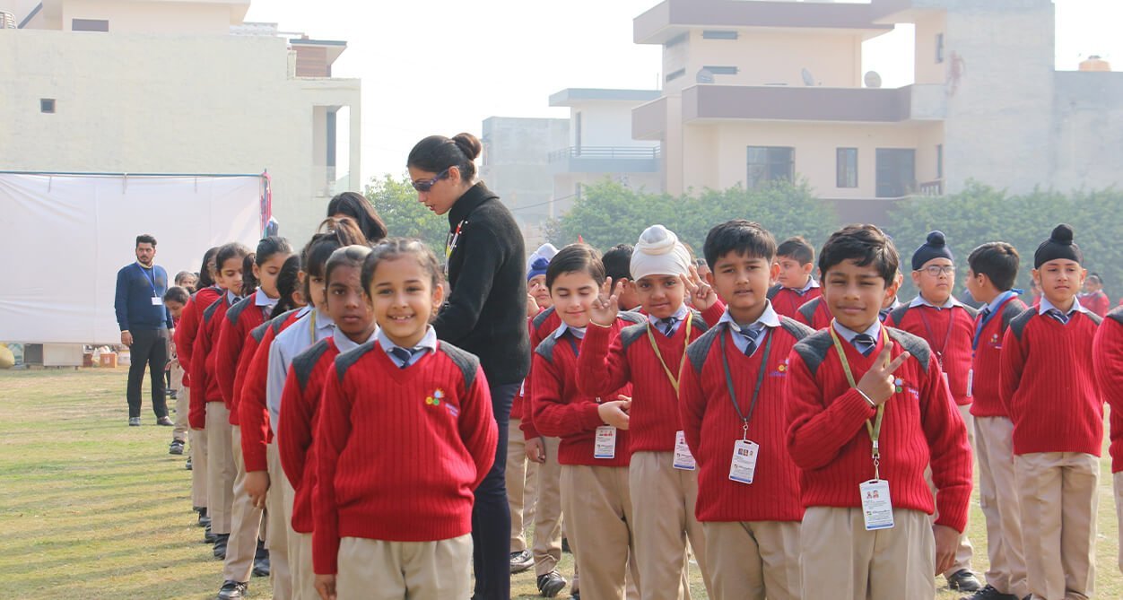 Students gathered for the morning assembly